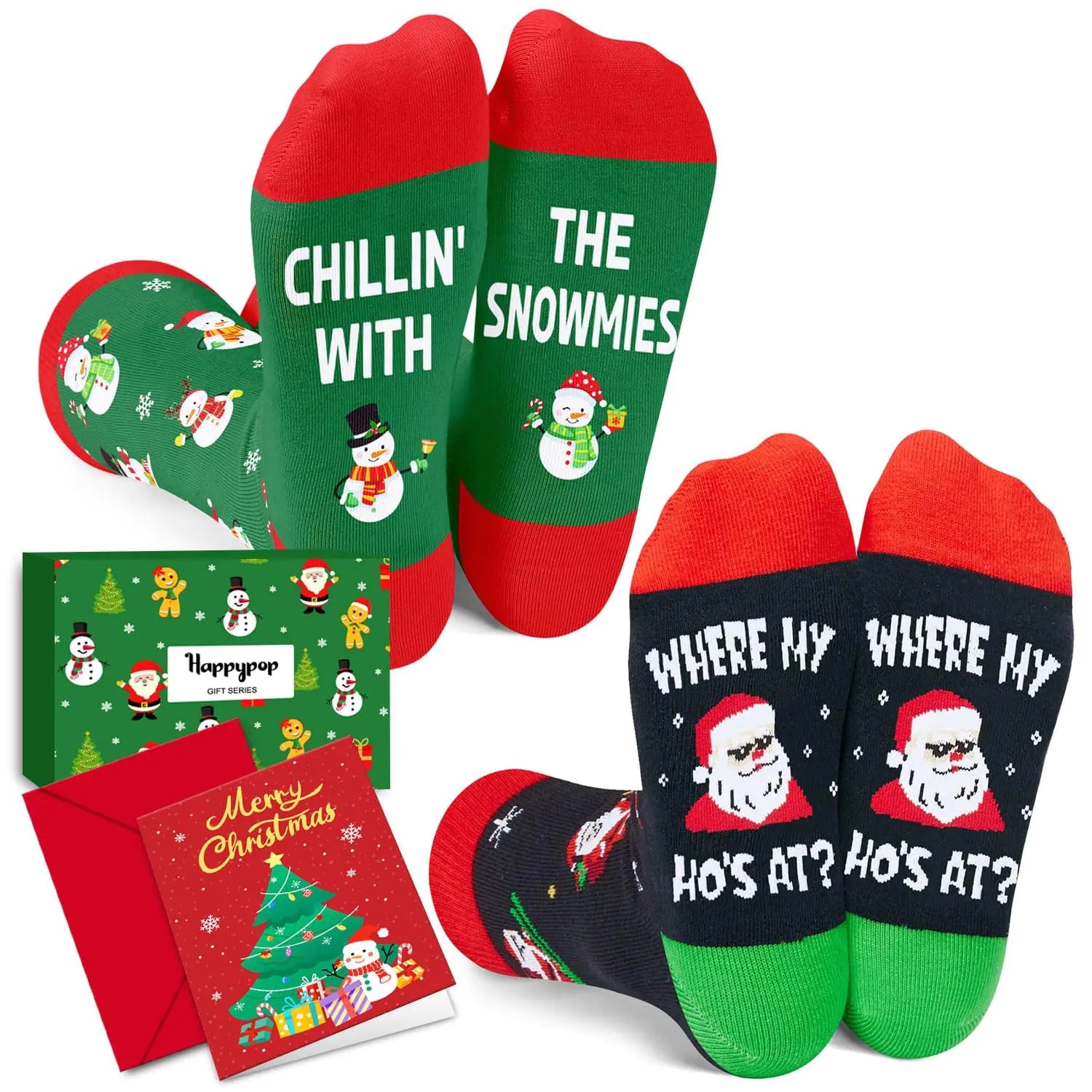 HAPPYPOP Christmas Gifts Stocking Socks for Kids - Christmas Snowmen Socks Secret Santa Gifts with Greeting Card Xmas Stocking Stuffers for Boys Girls Age 10-12